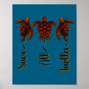 Póster Camiseta Salva Todas Las Tortugas Tortuga Marina