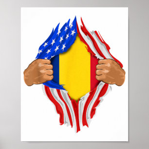 Póster Camiseta Sangre Rumana Dentro de Mí Bandera de Rum