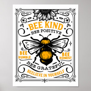 Póster Camiseta Sé Amable Sé Positivo Abeja