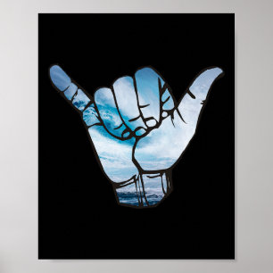 Póster Camiseta Shaka Océano Surf Onda Surfista Hawái Han
