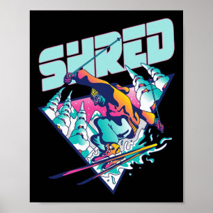Póster Camiseta Shred Vintage Freestyle Ski 80s Disfraz R