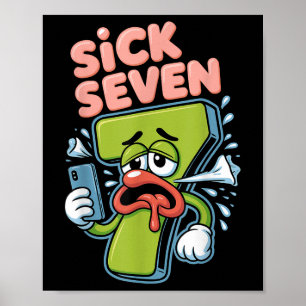 Póster Camiseta Sick Seven Meme Seis Siete Juego de Palab