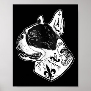 Póster Camiseta sin mangas de Bulldog Francés con tatuaje