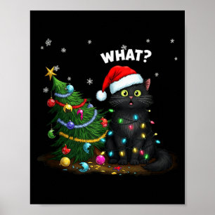 Póster Camiseta sin mangas de gato negro divertido empuja