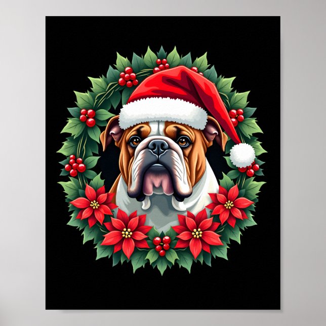 Póster Camiseta sin mangas divertida de Navidad de Bulldo (Frente)