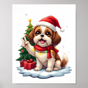Póster Camiseta sin Mangas Funny Peace Hand Shih Tzu Chri