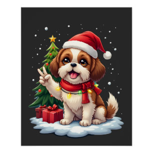 Póster Camiseta sin Mangas Funny Peace Hand Shih Tzu Chri