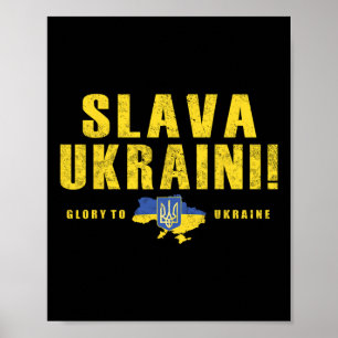 Póster Camiseta Slava Ukraini Ucrania Bandera Tryzub Glor