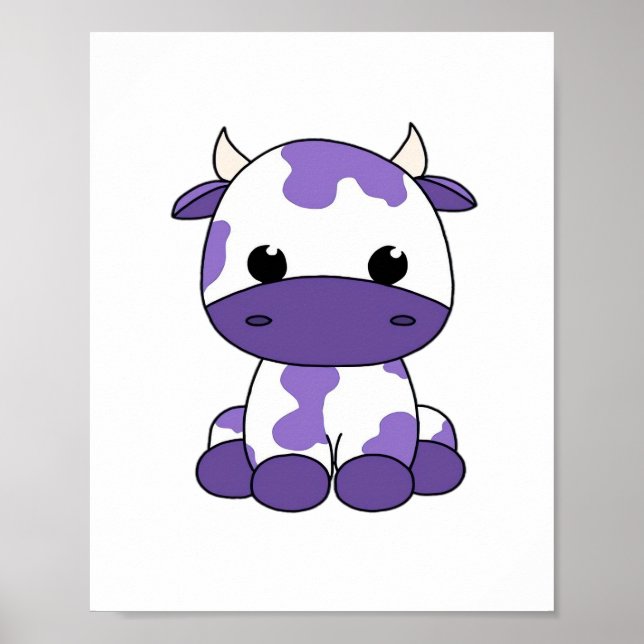 Póster Camiseta sobredimensionada de vaca morada_1 (Frente)