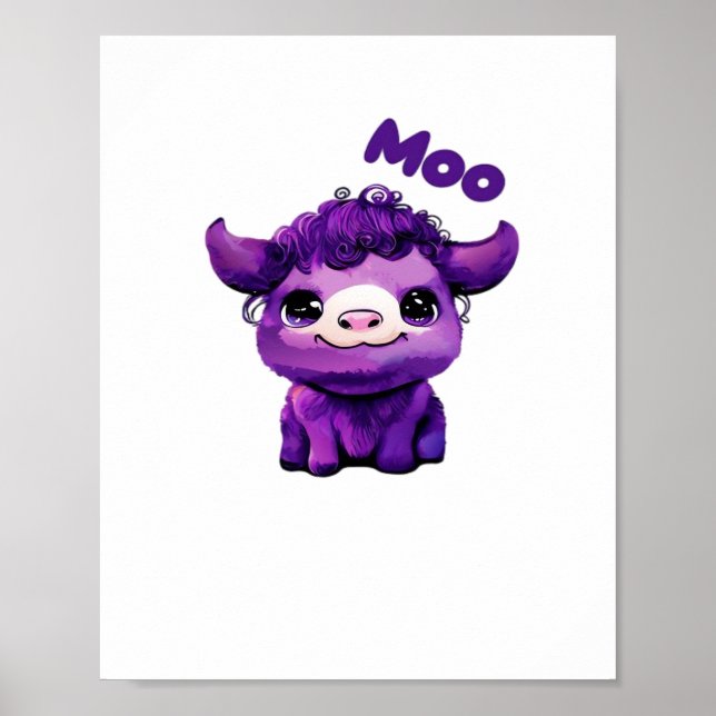 Póster Camiseta sobredimensionada de vaca púrpura (Frente)