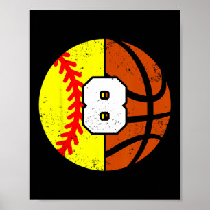 Póster Camiseta Softll Sketll Número 8 Divertida Cumpleañ