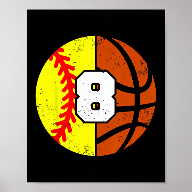 Póster Camiseta Softll Sketll Número 8 Divertida Cumpleañ (Frente)