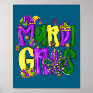 Póster Camiseta Sombrero de Bufón de Mardi Gras Fleur