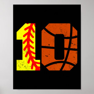 Póster Camiseta Suave Boceto Número 10 Divertido Cumpleañ