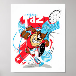 Póster Camiseta Taz golpeando con la cabeza un balón de f