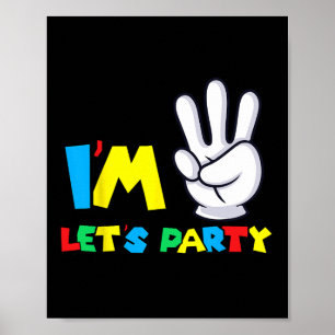 Póster Camiseta Tercer Cumpleaños Niña Tercer Cumpleaños 