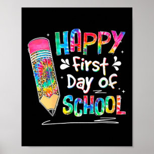 Póster Camiseta Tie Dye Lápiz Feliz Primer Día De Escuela