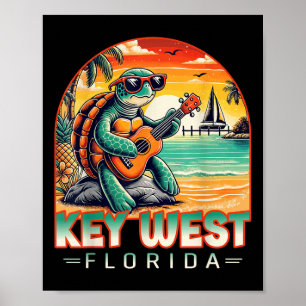 Póster Camiseta Tortuga Playa Tropical Vacaciones Key Wes