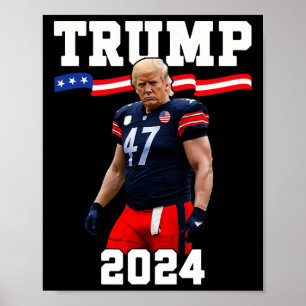 Póster Camiseta Trump 47 Footbyll 2025 Bandera De EE. UU.