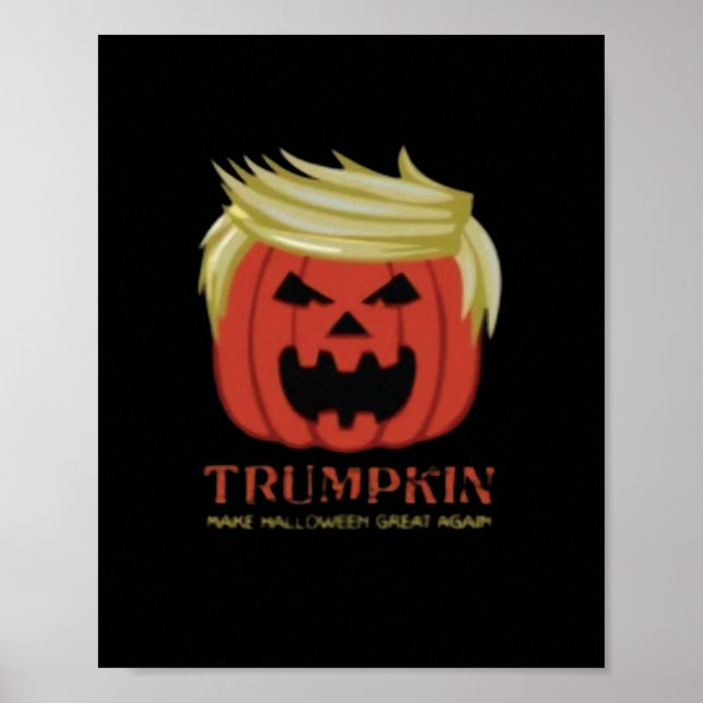 Póster Camiseta, Trumpkin, Merch de Halloween (Frente)