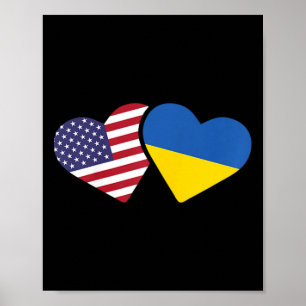 Póster Camiseta Ucrania Bandera De Estados Unidos Corazón