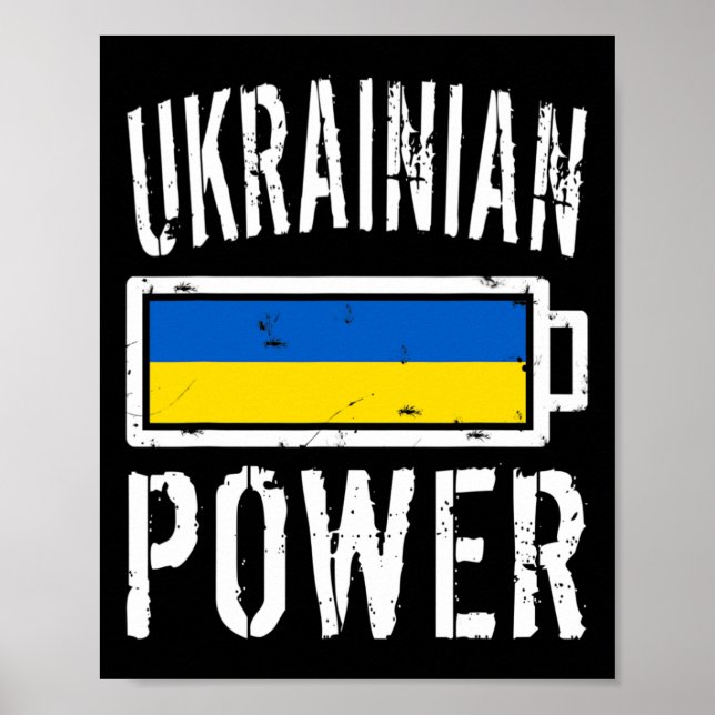 Póster Camiseta Ucrania Bandera Poder Ucraniano Orgullosa (Frente)