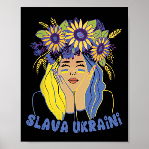 Póster Camiseta Ucrania Slava Ukraini Apoyo a la Mujer Uc