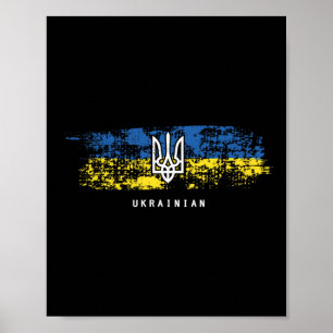 Póster Camiseta Ucraniana Tryzub Bandera de Ucrania Tride