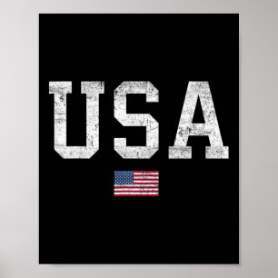 Póster Camiseta Usa Mujeres Hombres Niños Bandera America