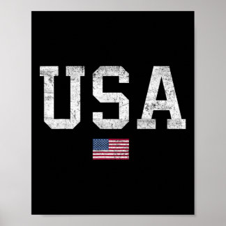 Póster Camiseta Usa Mujeres Hombres Niños Bandera America