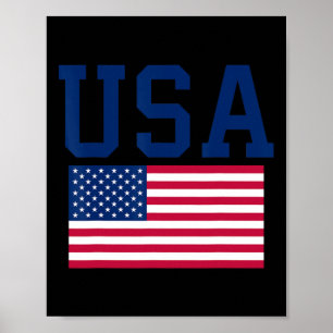Póster Camiseta Usa Mujeres Hombres Niños Bandera America