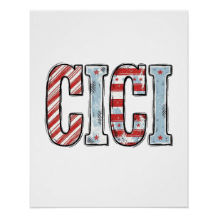 Póster Camiseta Vectorial con Nombre CICI Patriótica Vint