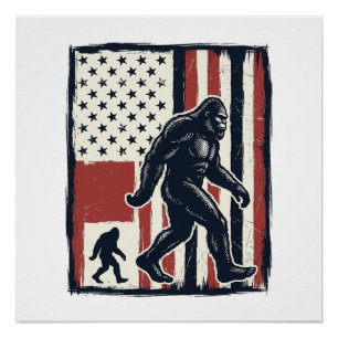 Póster Camiseta Vectorial de Bandera de Criatura del Bosq