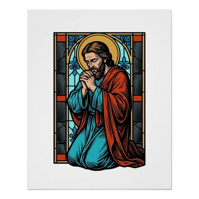 Póster Camiseta Vectorial de Figura Religiosa Rezando Vin (Anverso)