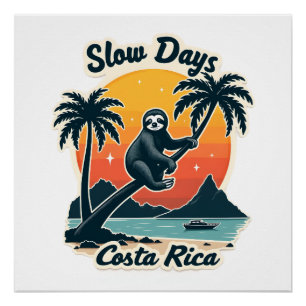 Póster Camiseta Vectorial de Viaje Vintage de Perezoso de