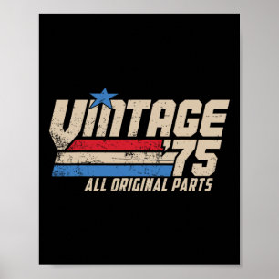 Póster Camiseta Vintage 75 Cumpleaños Retro Para Hombres