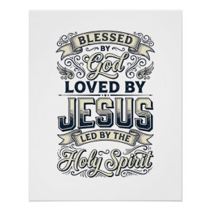 Póster Camiseta Vintage Bendecido Por Dios Jesús Espíritu