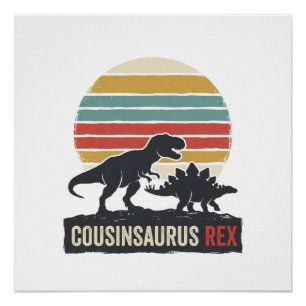 Póster Camiseta Vintage de Dinosaurio Divertido Cousinsau
