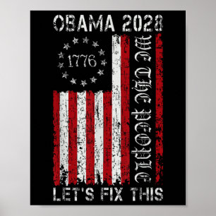 Póster Camiseta vintage de Obama bandera retro patriótica