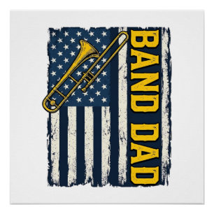 Póster Camiseta Vintage de Trombón de Papá de Banda Bande