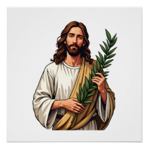 Póster Camiseta vintage grabada Rama de olivo de Jesús 2