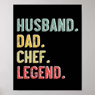 Póster Camiseta Vintage Hombre Marido Papá Chef Leyenda R