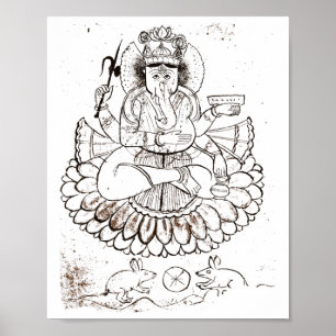 Póster Camiseta vintage Lord Ganesha Hindu Hinduismo Yoga