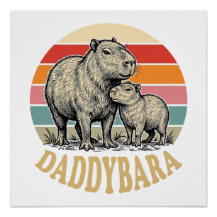 Póster Camiseta vintage puesta de sol Daddybara Capybara