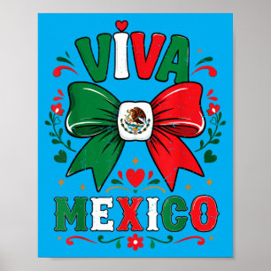 Póster Camiseta Viva México Niña Mexicana Bandera