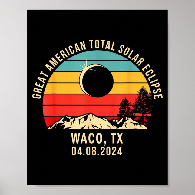 Póster Camiseta Waco Tx Texas Eclipse Solar Total (Frente)