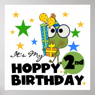 Póster Camisetas de 2º cumpleaños y regalos de Rana de am