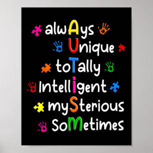 Póster Camisetas de Autismo Siempre Únicas Totalmente Int