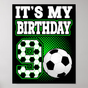 Póster Camisetas de Cumpleaños Niño 9 Fútbol Es Mi 9º Cum