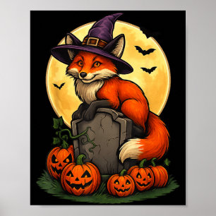 Póster Camisetas de Halloween de zorro y calabaza para ho